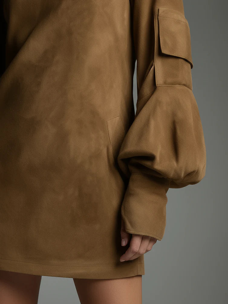 Livia | Oversized suede minidress with high collar